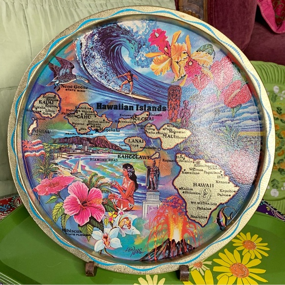 60s Hawaii Souvenir Metal Tray - Picture 1 of 5